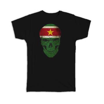 Suriname Flag Skull : Gift T-Shirt Surinamese National Colors
