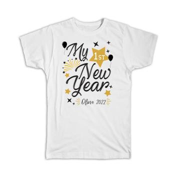 My First New Year : Gift T-Shirt For Baby Kid Child Fireworks Celebration Cute Art Print