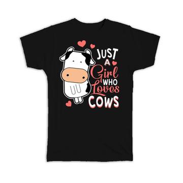 For Cow Lover Girl : Gift T-Shirt Cute Animal Art Sweet Print Birthday Kid Children