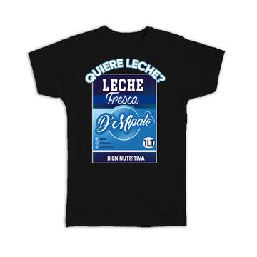 Leche Fresca Fresh Milk Label : Gift T-Shirt Dairy Product Sign Kitchen Wall Art Spanish