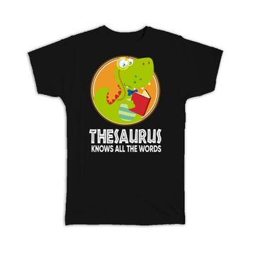 Thesaurus Dino : Gift T-Shirt For Kids Child Dinosaur Back To School Reading Cute Art Print