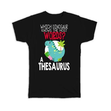 Dino Thesaurus : Gift T-Shirt For Kid Children Dinosaur Back To School Reading Cute Art Print