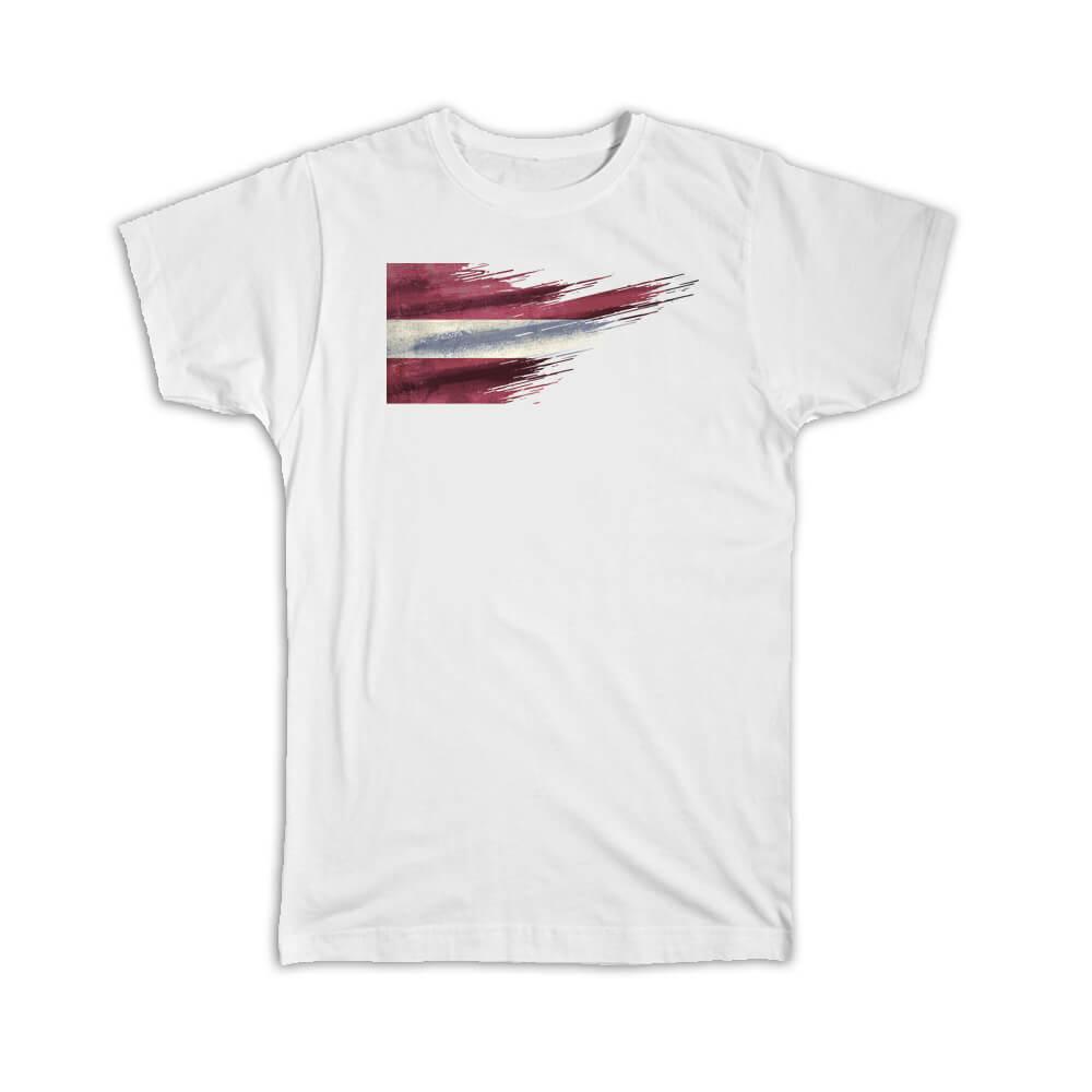 Gift T-Shirt : Latvia Flag Latvian Travel Expat Country Artistic