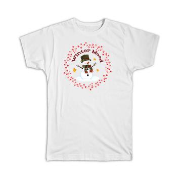 Winter Mood Christmas Snowman : Gift T-Shirt For Kids Child Cute Sweet Art Print Celebration