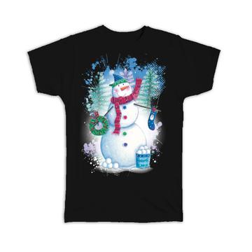 Cute Christmas Snowman : Gift T-Shirt Sweet Art For Kid Child Winter Snowballs New Year