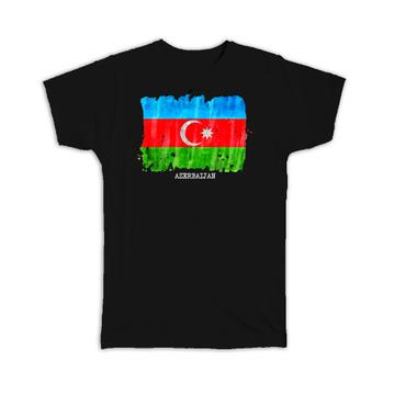 Azerbaijan Flag : Gift T-Shirt Europe Travel Expat Country Watercolor