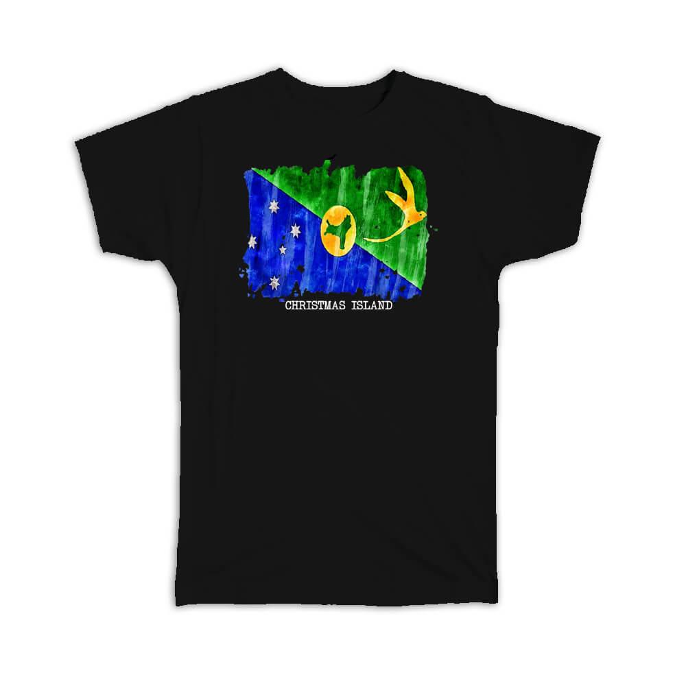 Gift T-Shirt : Christmas Island Flag Australia Travel Expat Country Watercolor