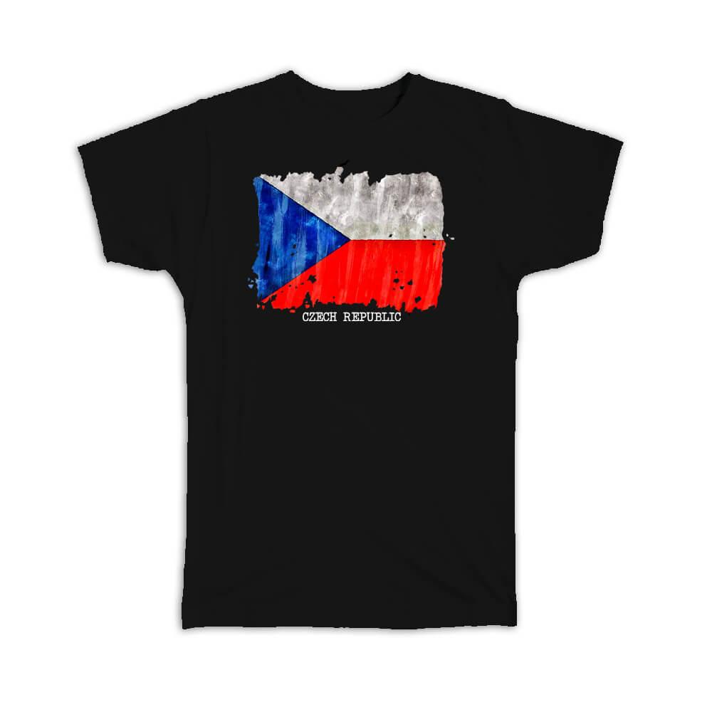 Gift T-Shirt : Czech Republic Flag Europe Travel Expat Country Watercolor