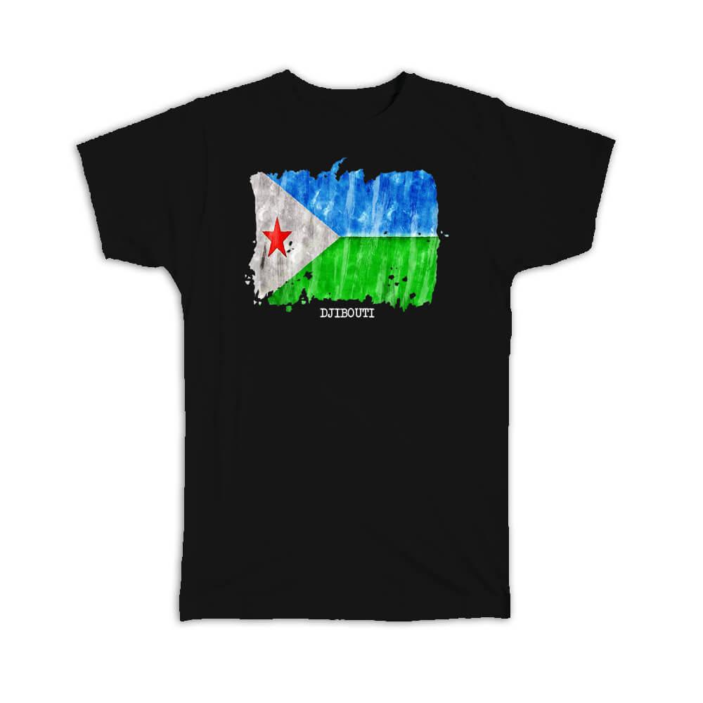 Gift T-Shirt : Djibouti Flag Africa Travel Expat Country Watercolor