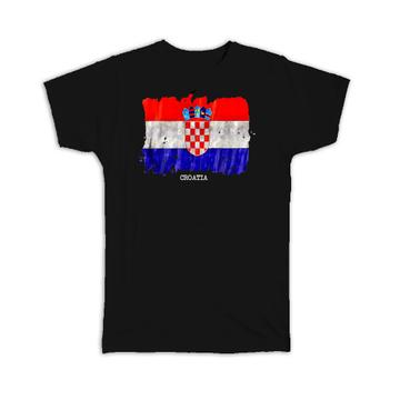 Croatia Flag : Gift T-Shirt Europe Travel Expat Country Watercolor