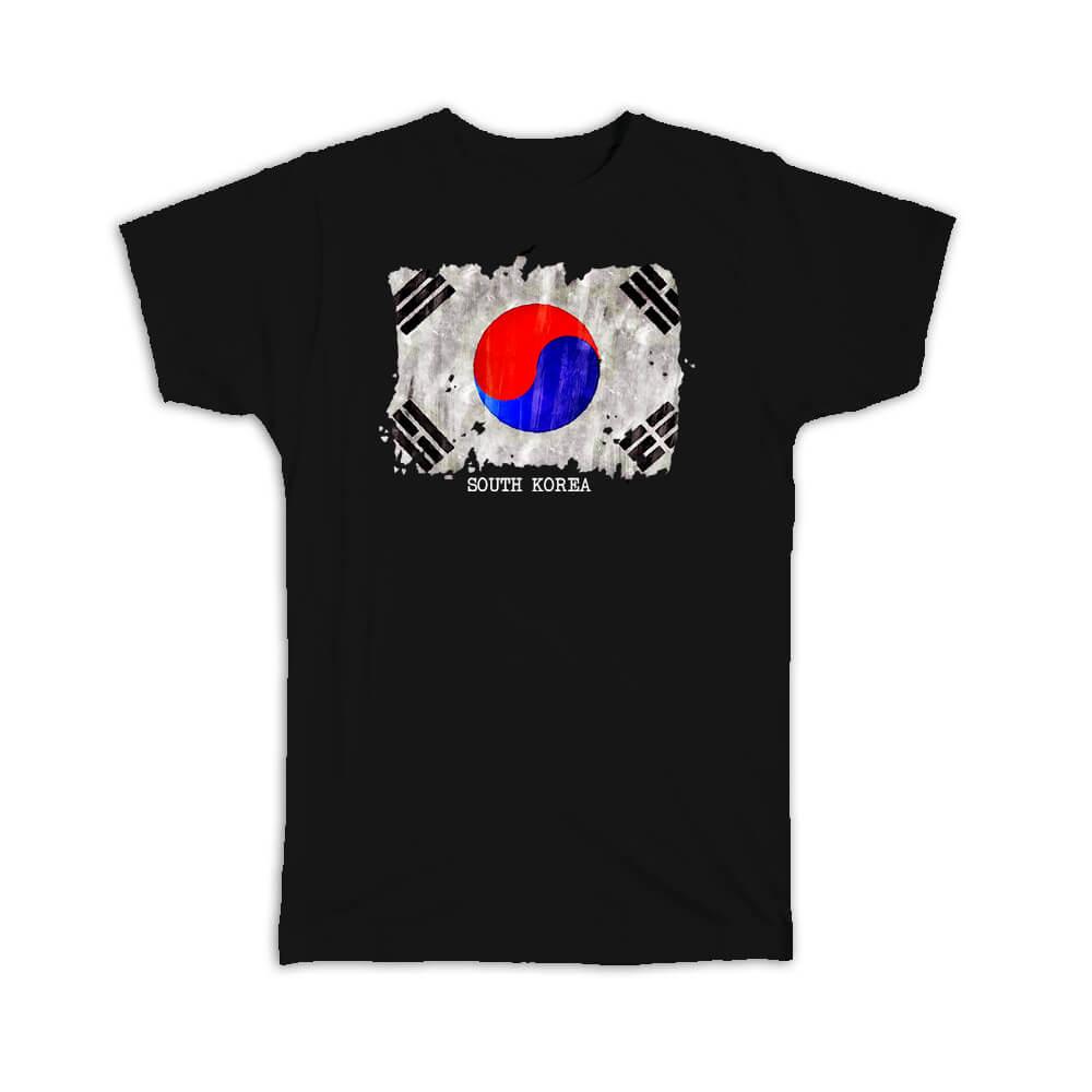 Gift T-Shirt : South Korea Flag Asia Travel Expat Country Watercolor
