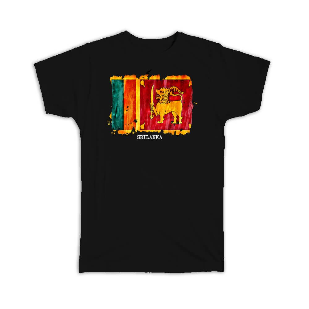 Gift T-Shirt : Sri Lanka Flag Asia Travel Expat Country Watercolor