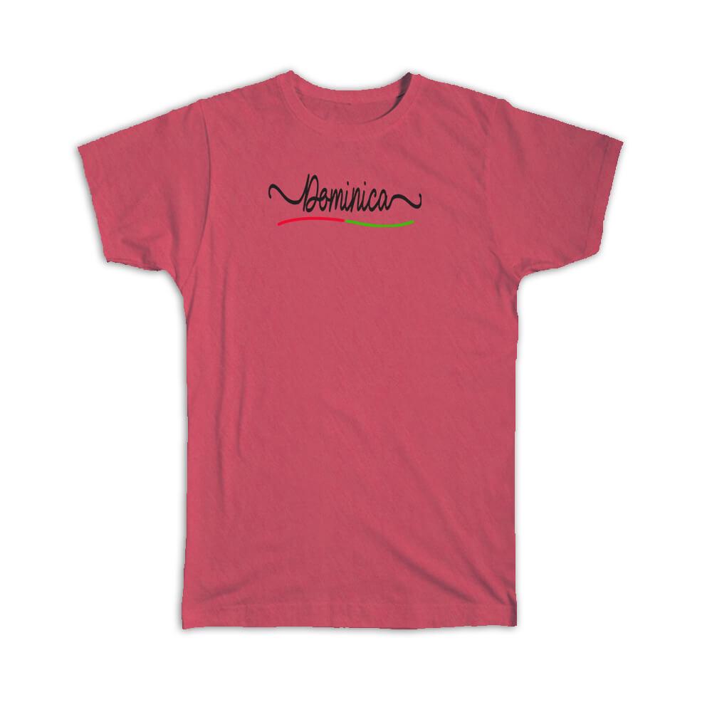 Gift T-Shirt : Dominica Flag Colors Travel Expat Country Minimalist