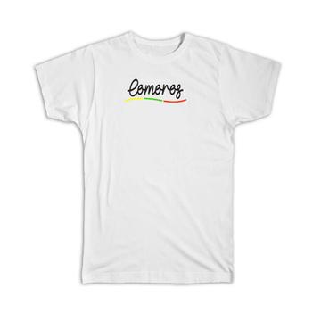 Comoros Flag Colors : Gift T-Shirt Comoran Travel Expat Country Minimalist Lettering