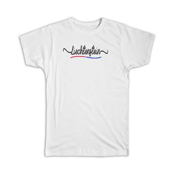 Liechtenstein Flag Colors : Gift T-Shirt citizen Travel Expat Country Minimalist Lettering