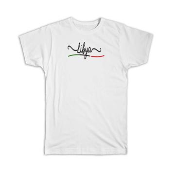 Libya Flag Colors : Gift T-Shirt Libyan Travel Expat Country Minimalist Lettering