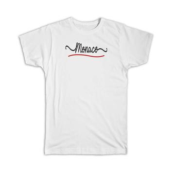 Monaco Flag Colors : Gift T-Shirt Monegasque Travel Expat Country Minimalist Lettering