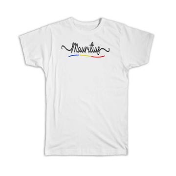 Mauritius Flag Colors : Gift T-Shirt Mauritian Travel Expat Country Minimalist Lettering