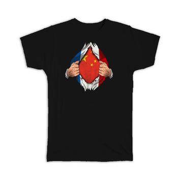 China French : Gift T-Shirt Flag Chest Chinese