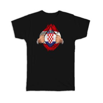 Croatia Danish : Gift T-Shirt Flag Chest Croatian