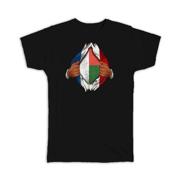 Madagascar French : Gift T-Shirt Flag Chest Malagasy
