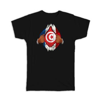 Tunisia French : Gift T-Shirt Flag Chest Tunisian