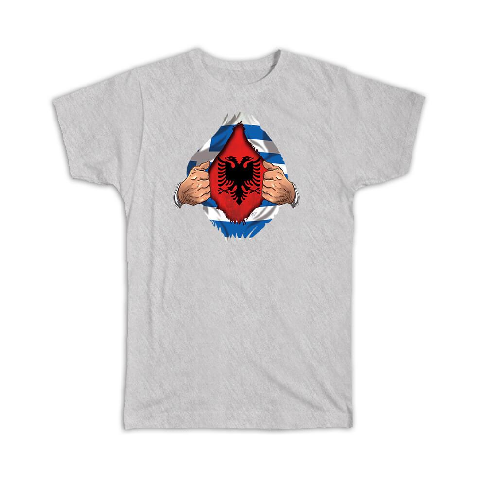 Gift T-Shirt : Albania Greek Flag Albanian Chest