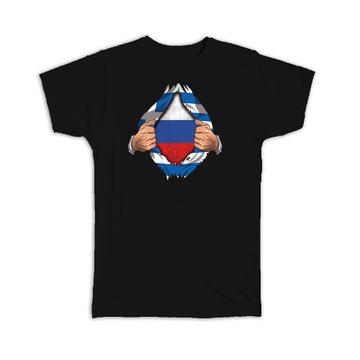 Russia Greek : Gift T-Shirt Flag Chest Russian