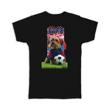 Yorkshire Puppy Soccer : Gift T-Shirt Pet Dog Animal Football Field Cute Funny Poster