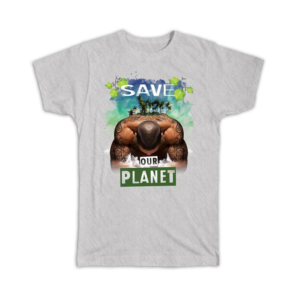 Gift T-Shirt : Ecolife Human Body Nature Palm Trees Climate Friendly Go Green