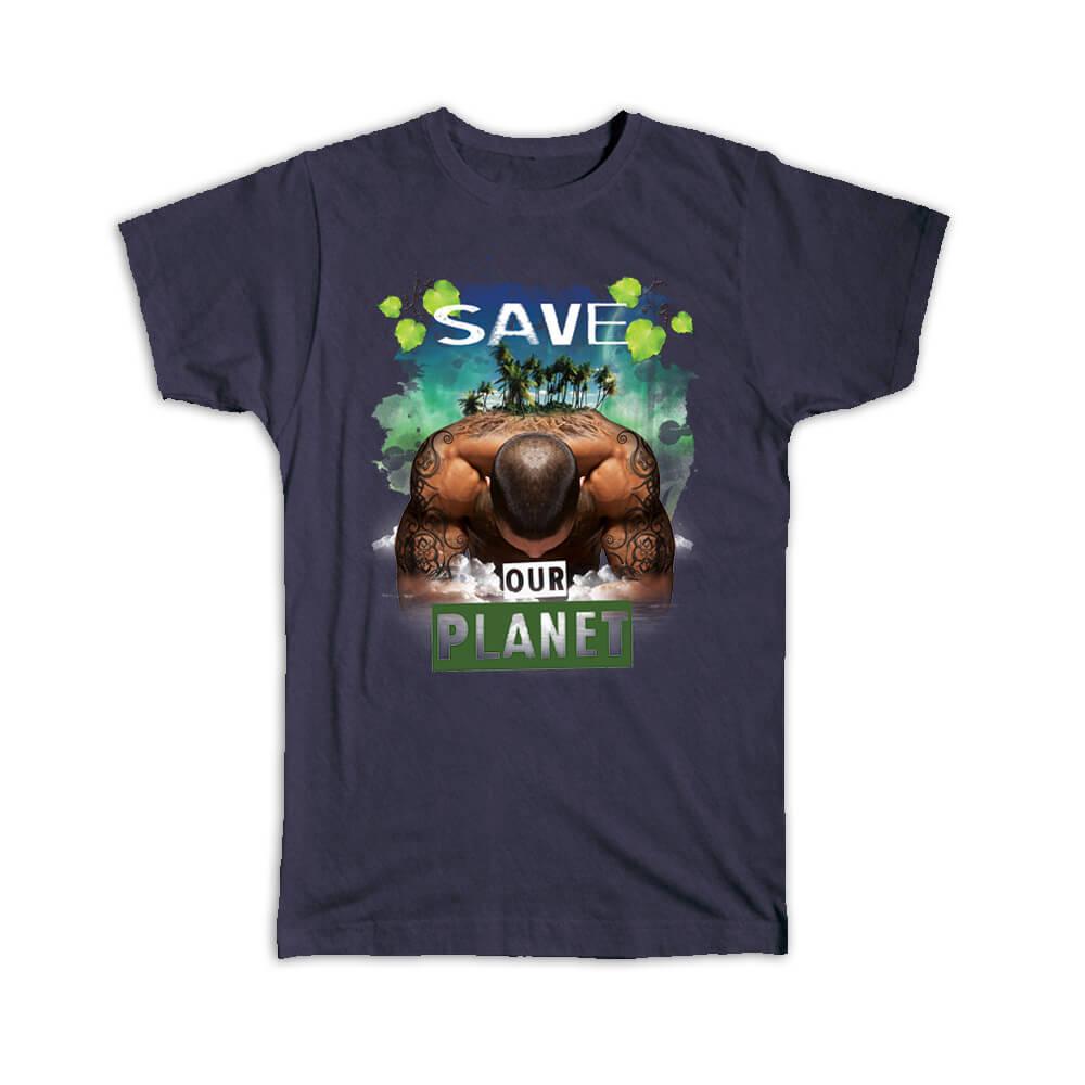 Gift T-Shirt : Ecolife Human Body Nature Palm Trees Climate Friendly Go Green