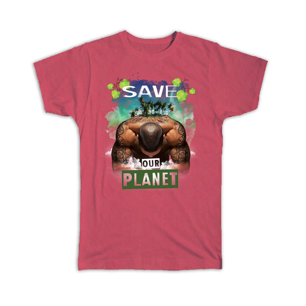 Gift T-Shirt : Ecolife Human Body Nature Palm Trees Climate Friendly Go Green