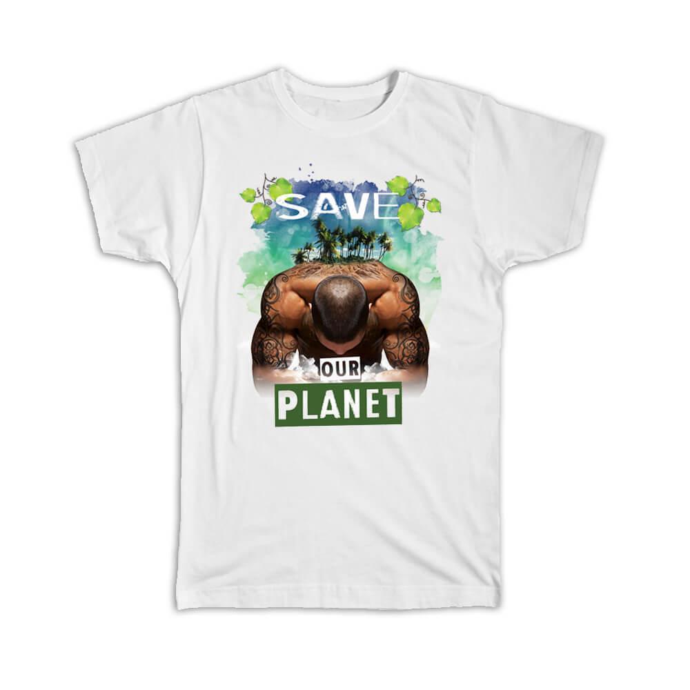 Gift T-Shirt : Ecolife Human Body Nature Palm Trees Climate Friendly Go Green