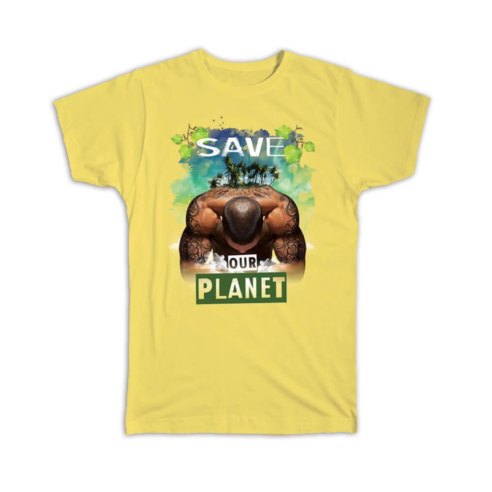 Gift T-Shirt : Ecolife Human Body Nature Palm Trees Climate Friendly Go Green