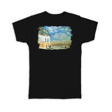 Boat in the Flood Alfred Sisley : Gift T-Shirt Famous Oil Painting Art Artist Painter