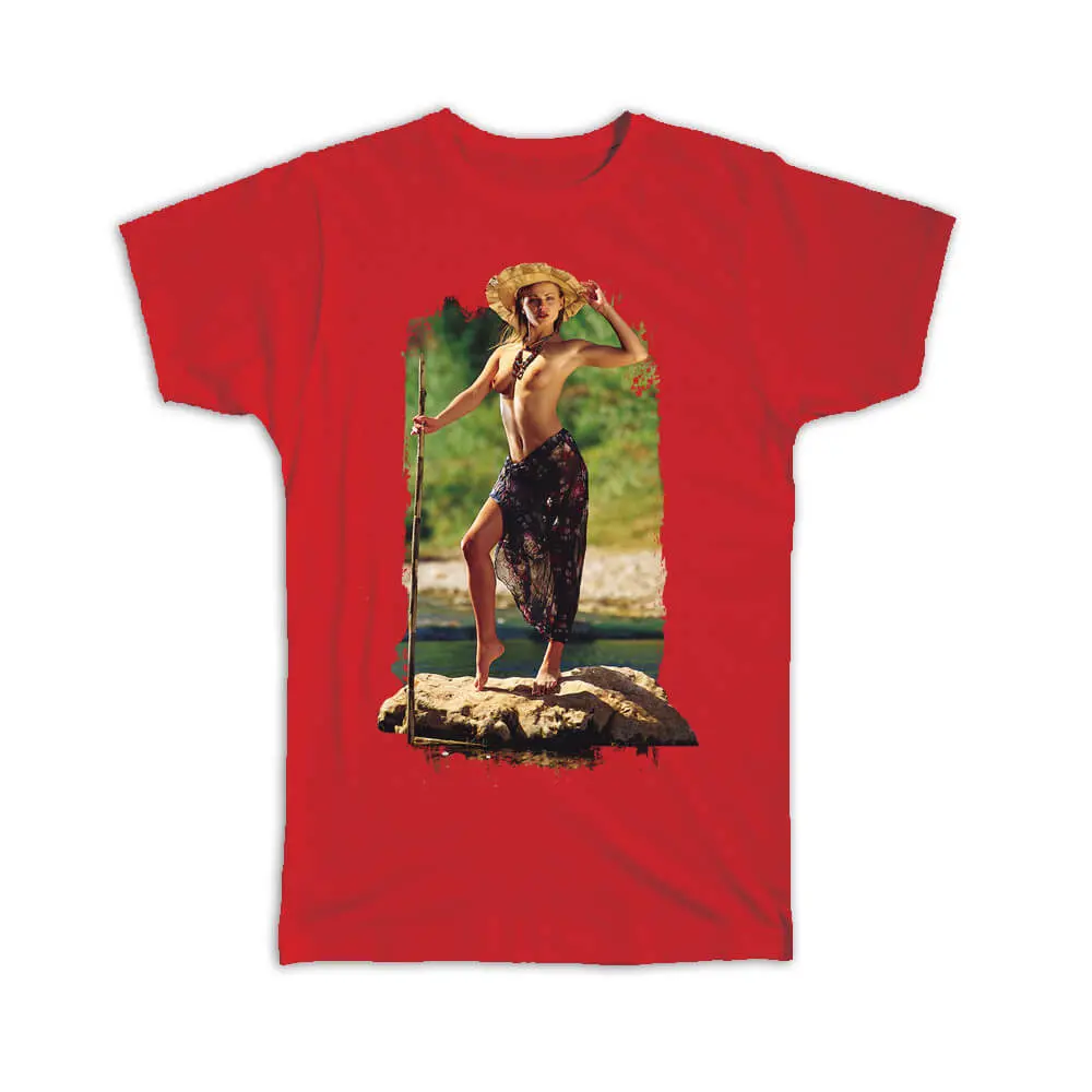 T-Shirts - Erotica - Sexy Woman Naked Hunting Fishing