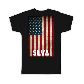 SILVA Family Name : Gift T-Shirt American Flag Name USA United States Personalized