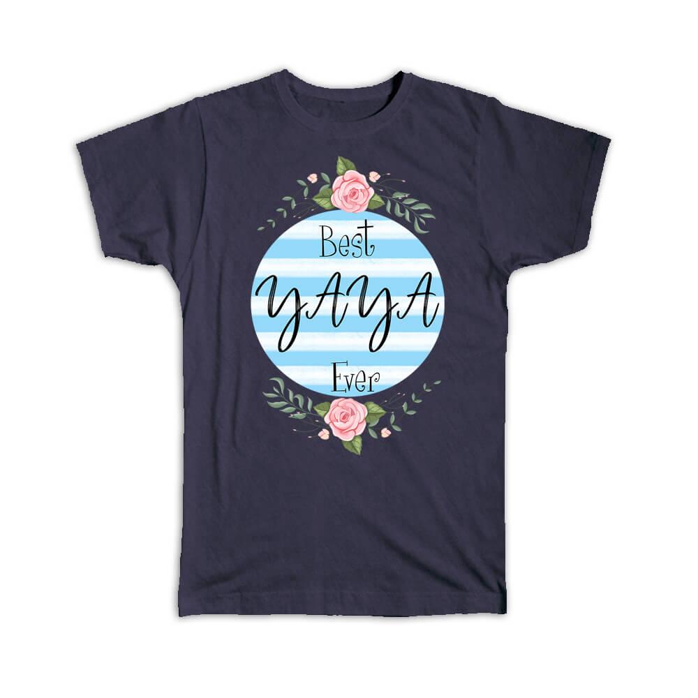 Gift T-Shirt : Best YAYA Ever Christmas Cute Birthday Stripes Blue Grandma - Picture 7 of 10