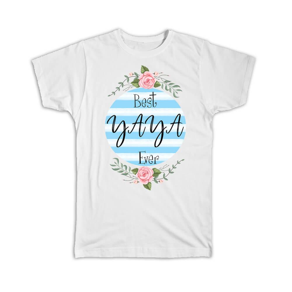 Gift T-Shirt : Best YAYA Ever Christmas Cute Birthday Stripes Blue Grandma - Picture 9 of 10
