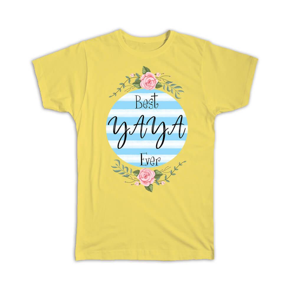 Gift T-Shirt : Best YAYA Ever Christmas Cute Birthday Stripes Blue Grandma - Picture 10 of 10