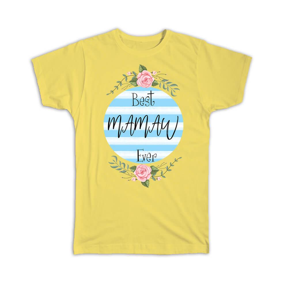 Gift T-Shirt : Best MAMAW Ever Christmas Cute Birthday Stripes Blue Grandma - Picture 10 of 10
