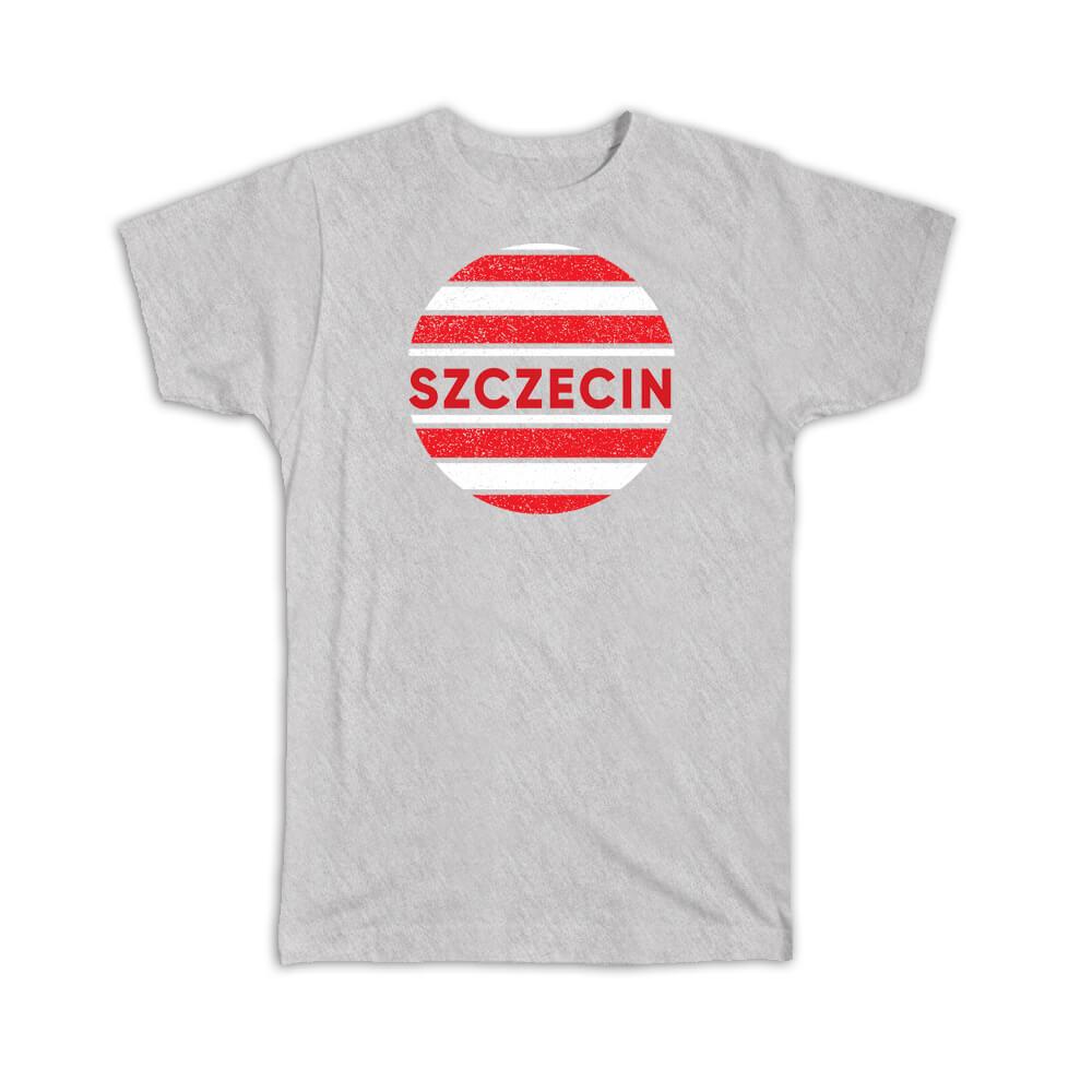 Gift T-Shirt : Szczecin Poland Polish Distressed Retro Expat Vintage Flag