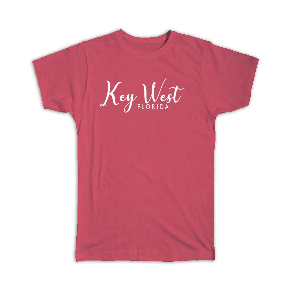 Gift T-Shirt : Key West Cursive Typography Florida Tropical Beach Travel