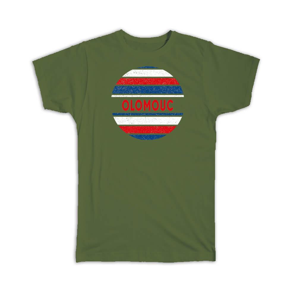 Gift T-Shirt : Olomouc Czech Republic Distressed Retro Expat Vintage Flag