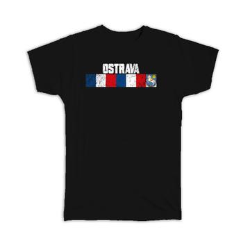 Ostrava Czech Republic : Gift T-Shirt Distressed Retro Expat Vintage Flag Geometric