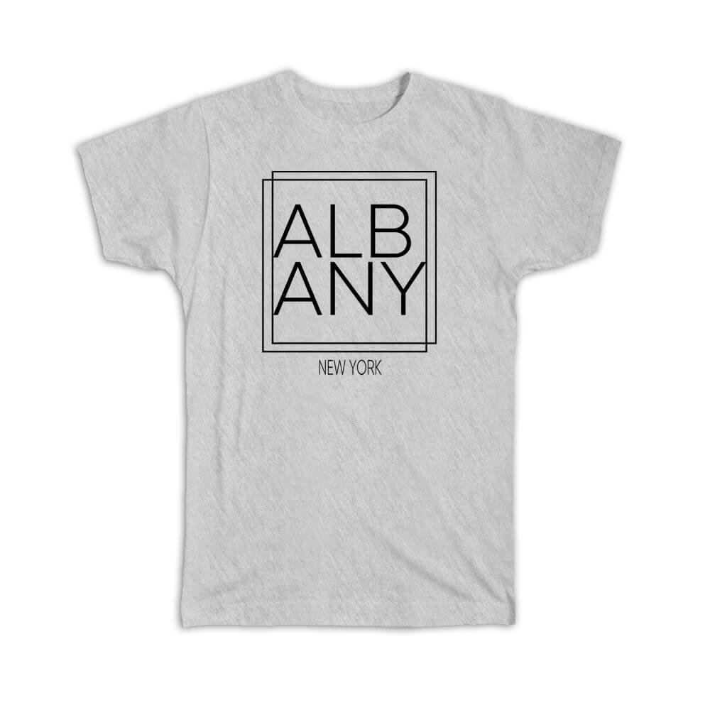 Gift T-Shirt : ALBANY New York Square Modern Minimalist Font