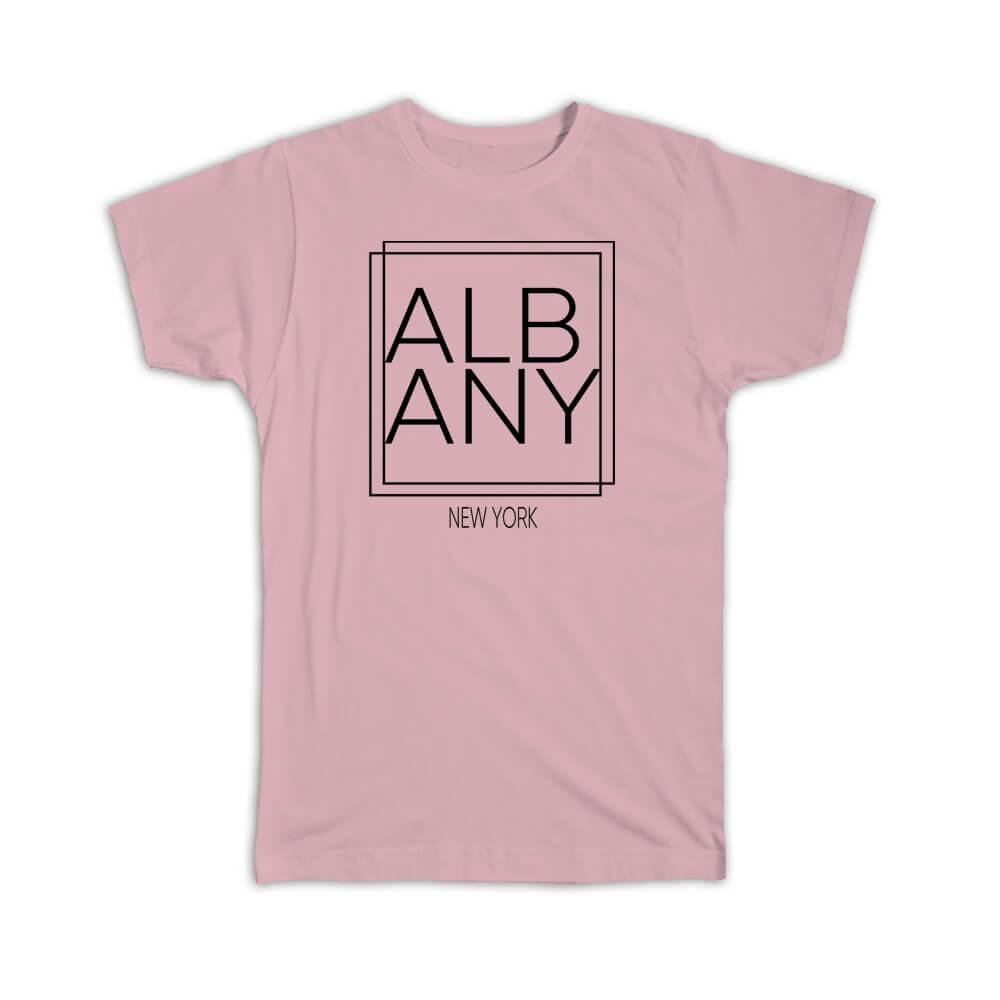 Gift T-Shirt : ALBANY New York Square Modern Minimalist Font