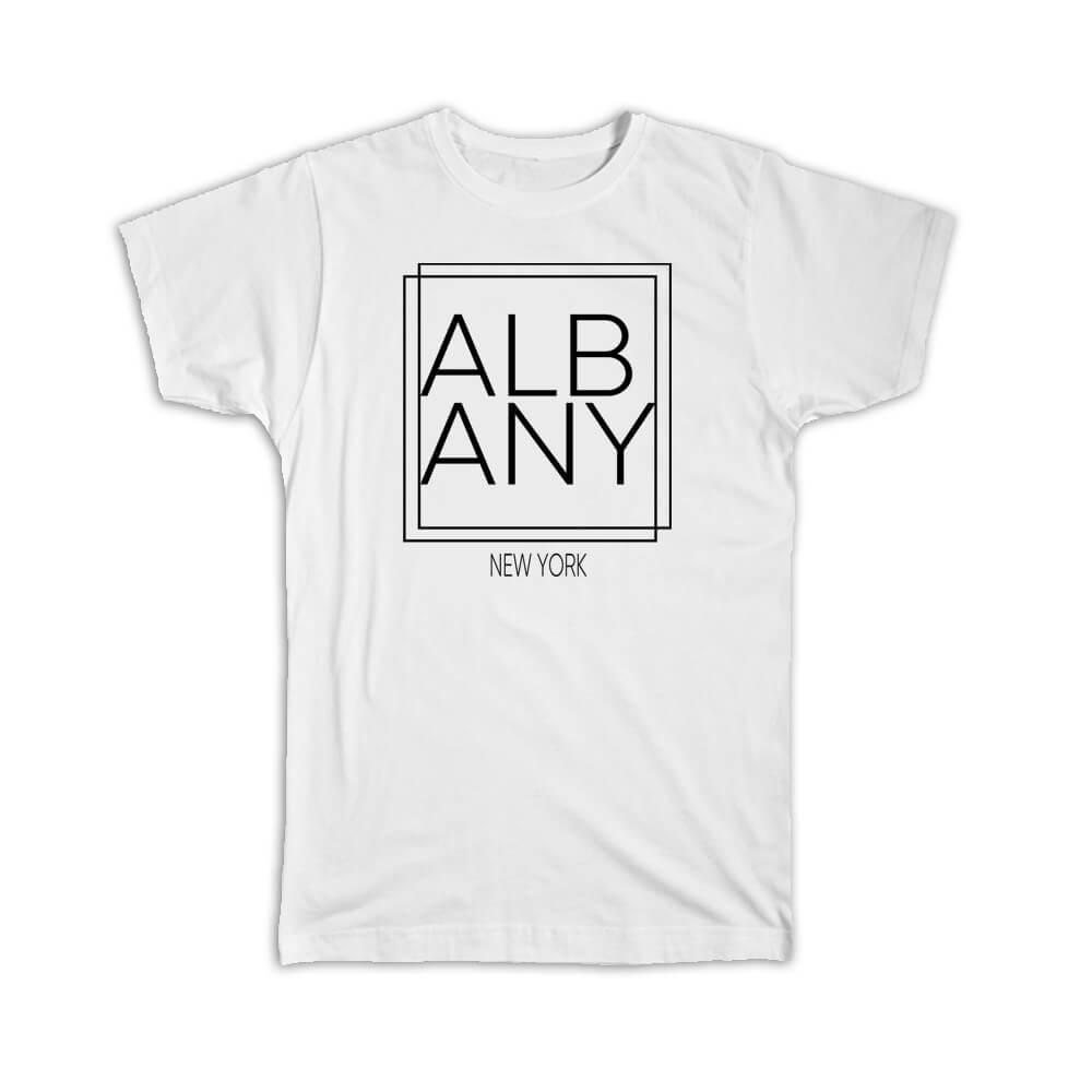 Gift T-Shirt : ALBANY New York Square Modern Minimalist Font