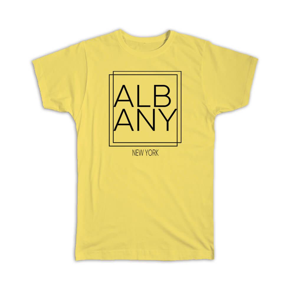 Gift T-Shirt : ALBANY New York Square Modern Minimalist Font