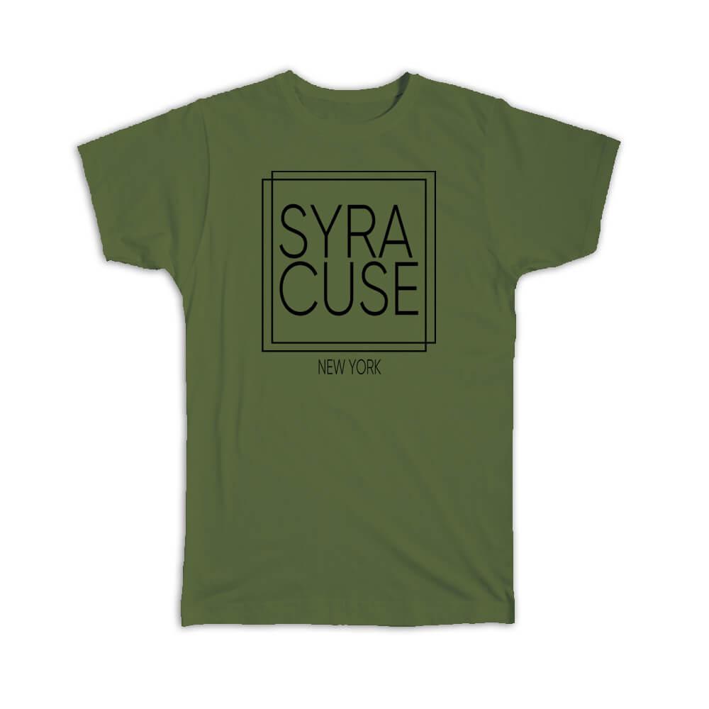 Gift T-Shirt : SYRACUSE New York Square Modern Minimalist Font